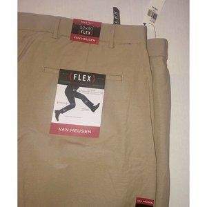 Van Heusen Pants Flex Waist Big Tall Dress Beige